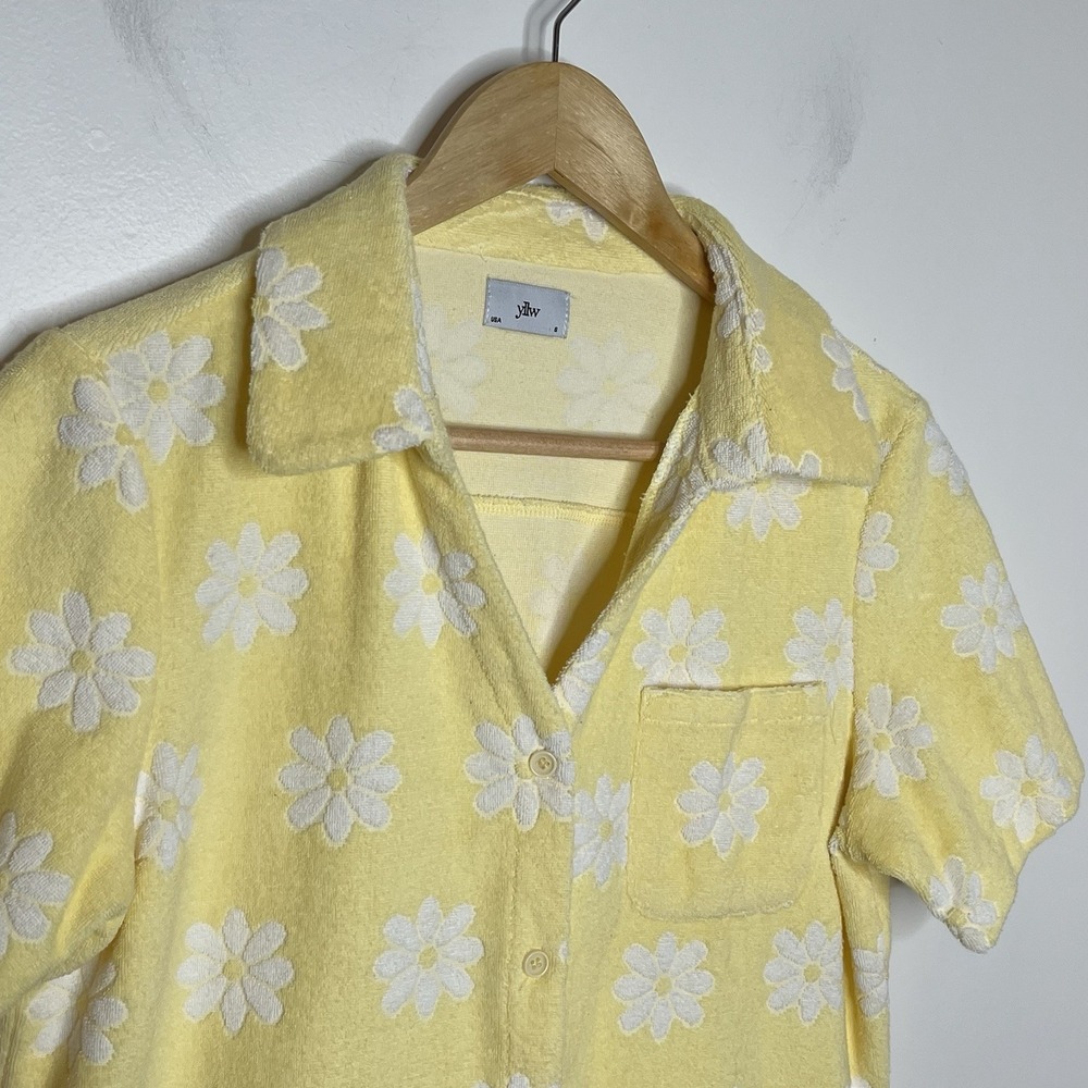 Yllw The Label Daisy Terry Cloth Top Butter Yellow Womens Small Y2K 70s Preppy - Picture 2 of 6